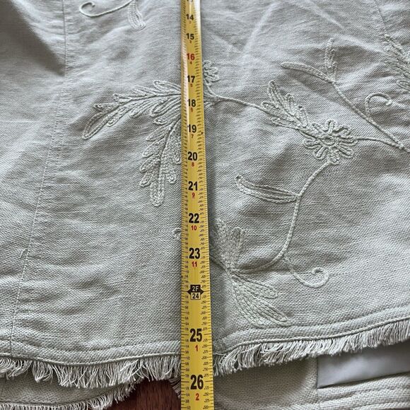 Carole Little Vintage Womens Size 1X Embroidered Jacket with Fringe Detail Sage - Picture 10 of 13